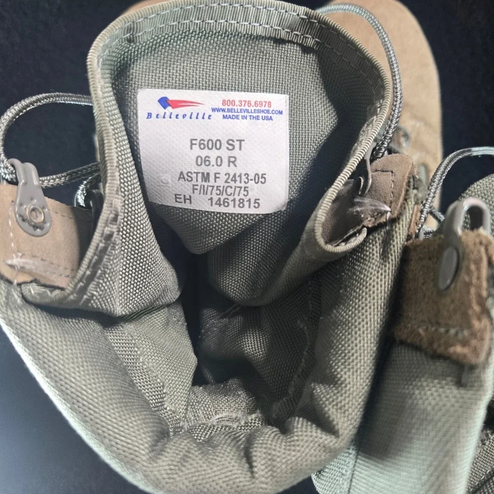 Belleville F600 ST Sage Green Steel Toe Flight Boots US Air Force Size 6.0 R